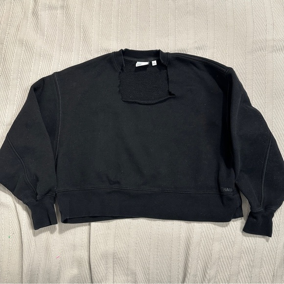 TNA Sweatfleece Cozy Fleece/Aritzia crop sweatshirt, neckline cut, size 1 - Picture 1 of 9
